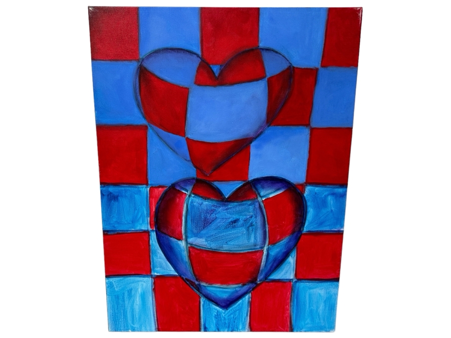 Gerrit Greve (1948-2024, Cardiff by the Sea, CA) Original Acrylic Painting On Canvas Titled 'Heart Collection 182' 2015 Signed Verso 24 X 18 Estimate $400 - $500