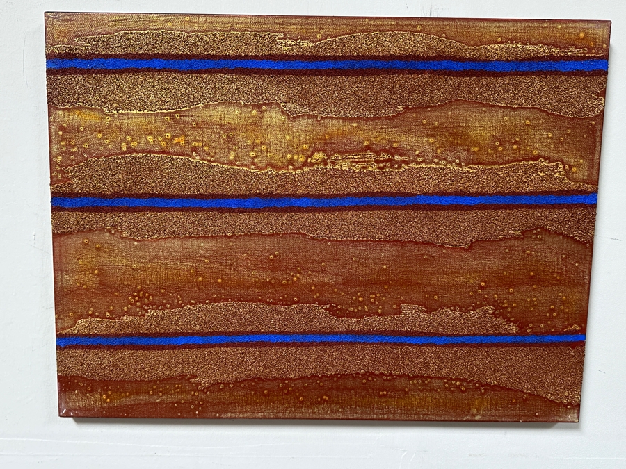 Gerrit Greve (1948-2024, Cardiff by the Sea, CA) Original Acrylic And Sand Painting On Canvas Titled 'Dream Fabric 08' 2014 Signed Verso 24 X 18 Estimate $400 - $500 [Photo 7]