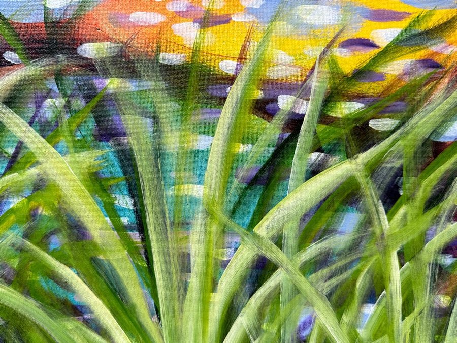 Gerrit Greve (1948-2024, Cardiff by the Sea, CA) Original Acrylic Painting On Canvas Titled 'Water Reeds 2' 2019 Signed Verso 24 X 18 Estimate $400 - $500 [Photo 3]