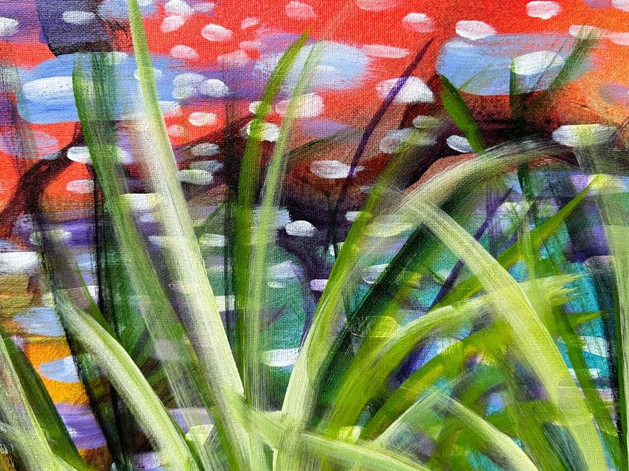 Gerrit Greve (1948-2024, Cardiff by the Sea, CA) Original Acrylic Painting On Canvas Titled 'Water Reeds 2' 2019 Signed Verso 24 X 18 Estimate $400 - $500 [Photo 2]