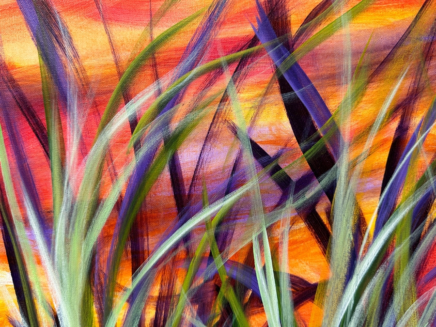 Gerrit Greve (1948-2024, Cardiff by the Sea, CA) Original Acrylic Painting On Canvas Titled 'Water Reeds 1' 2019 Signed Bottom Right 24 X 18 Estimate $400 - $500 [Photo 2]