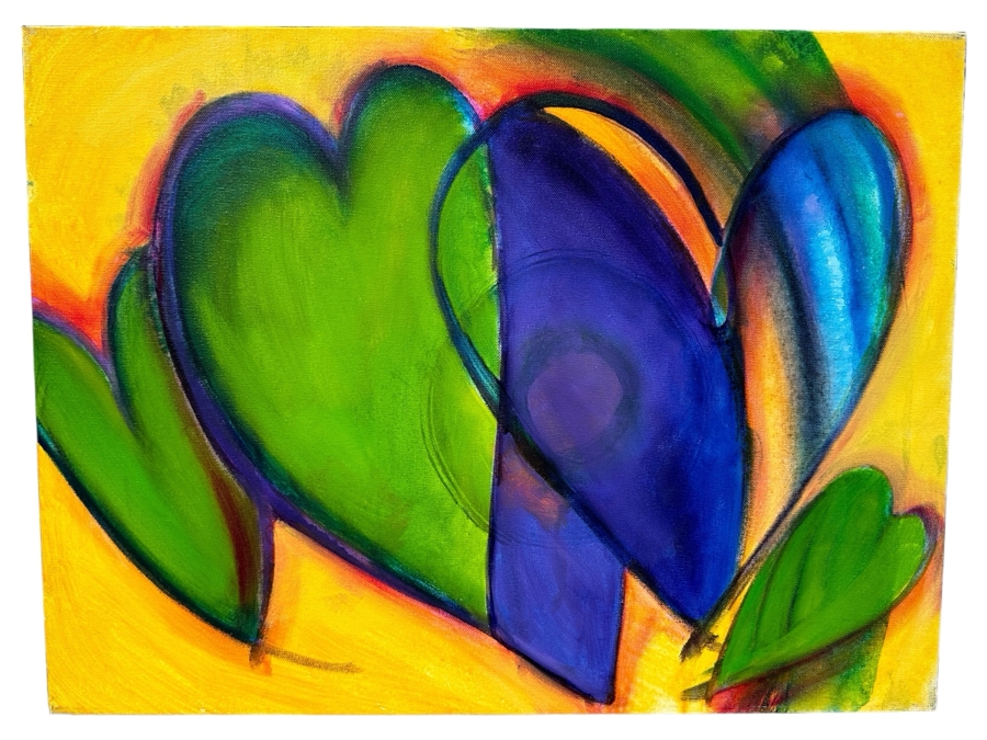 Gerrit Greve (1948-2024, Cardiff by the Sea, CA) Original Acrylic Painting On Canvas Titled 'Heart Collection 192' 2015 Signed Verso 24 X 18 Estimate $400 - $500 [Photo 1]