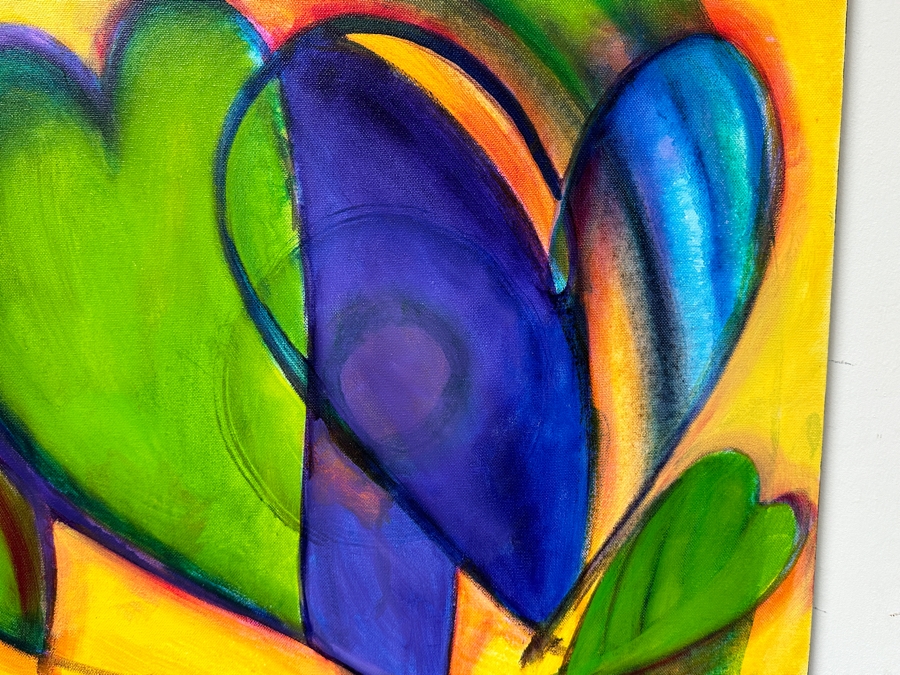 Gerrit Greve (1948-2024, Cardiff by the Sea, CA) Original Acrylic Painting On Canvas Titled 'Heart Collection 192' 2015 Signed Verso 24 X 18 Estimate $400 - $500 [Photo 3]