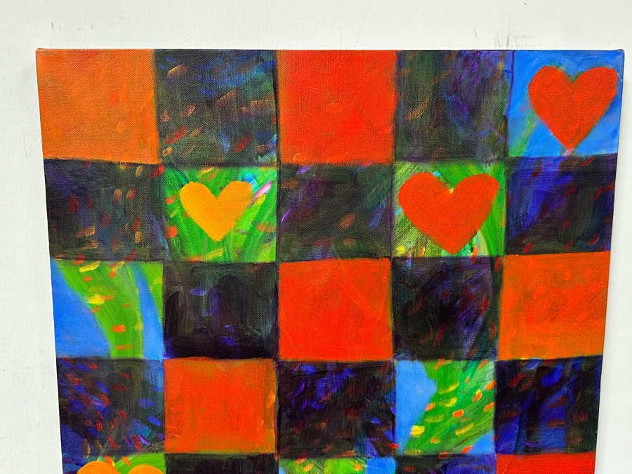 Gerrit Greve (1948-2024, Cardiff by the Sea, CA) Original Acrylic Painting On Canvas Titled 'Heart Collection 184' 2015 Signed Verso 24 X 18 Estimate $400 - $500 [Photo 2]