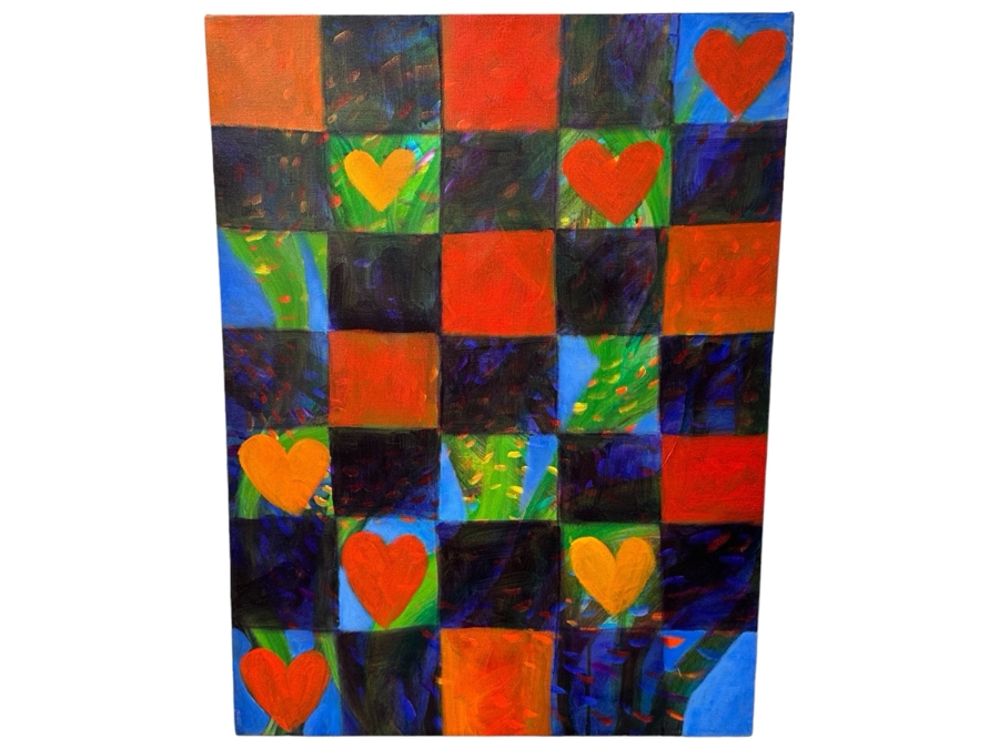 Gerrit Greve (1948-2024, Cardiff by the Sea, CA) Original Acrylic Painting On Canvas Titled 'Heart Collection 184' 2015 Signed Verso 24 X 18 Estimate $400 - $500 [Photo 1]