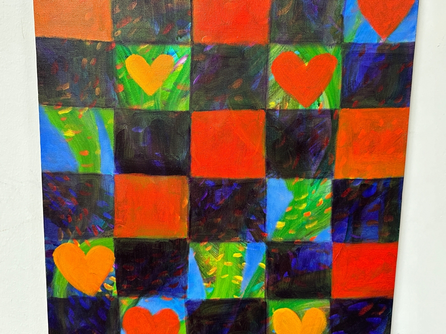 Gerrit Greve (1948-2024, Cardiff by the Sea, CA) Original Acrylic Painting On Canvas Titled 'Heart Collection 184' 2015 Signed Verso 24 X 18 Estimate $400 - $500 [Photo 4]