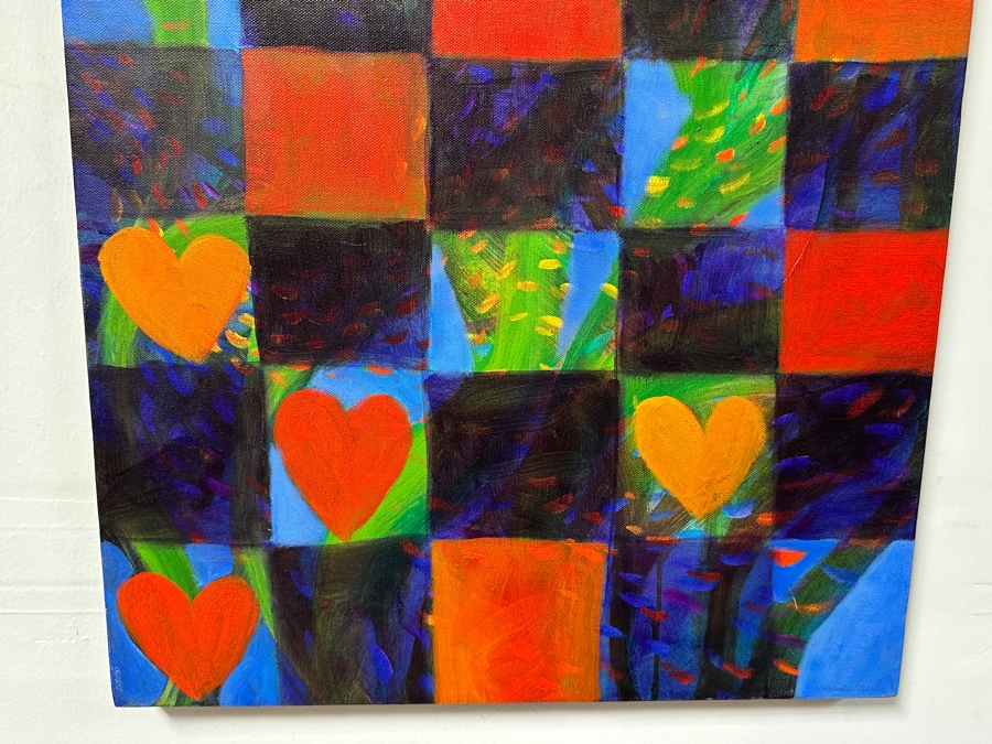 Gerrit Greve (1948-2024, Cardiff by the Sea, CA) Original Acrylic Painting On Canvas Titled 'Heart Collection 184' 2015 Signed Verso 24 X 18 Estimate $400 - $500 [Photo 3]