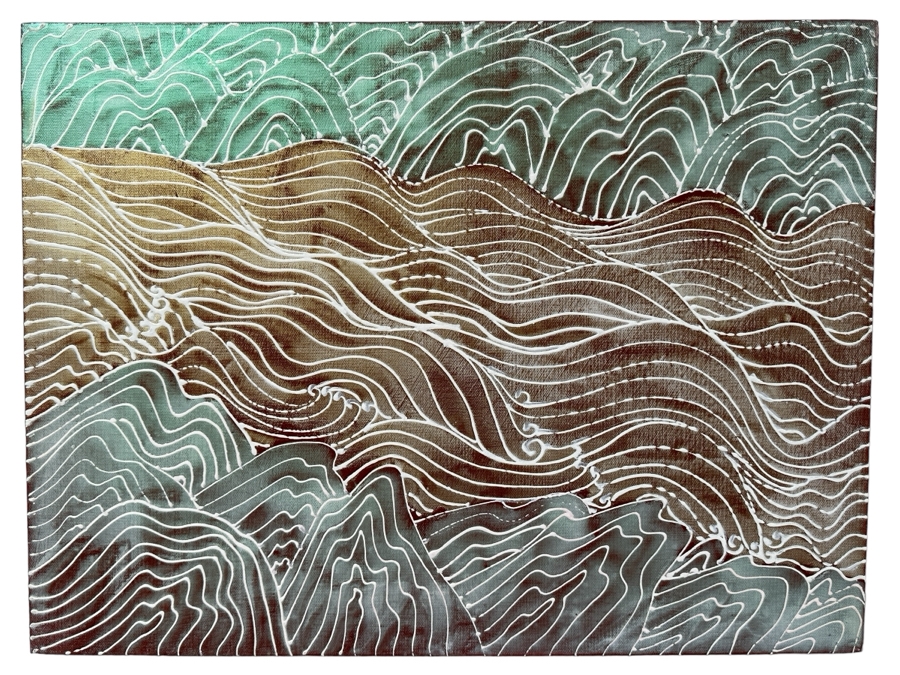 TBDGerrit Greve (1948-2024, Cardiff by the Sea, CA) Original Acrylic Painting On Canvas Titled 'Fabled River' 2010 Signed Verso 24 X 18 Estimate $400 - $500 [Photo 1]