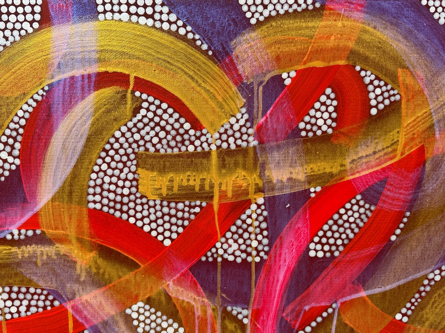 Gerrit Greve (1948-2024, Cardiff by the Sea, CA) Original Acrylic Painting On Canvas Titled 'Journey Hearts' 2009 Signed Verso 24 X 18 Estimate $400 - $500 [Photo 2]