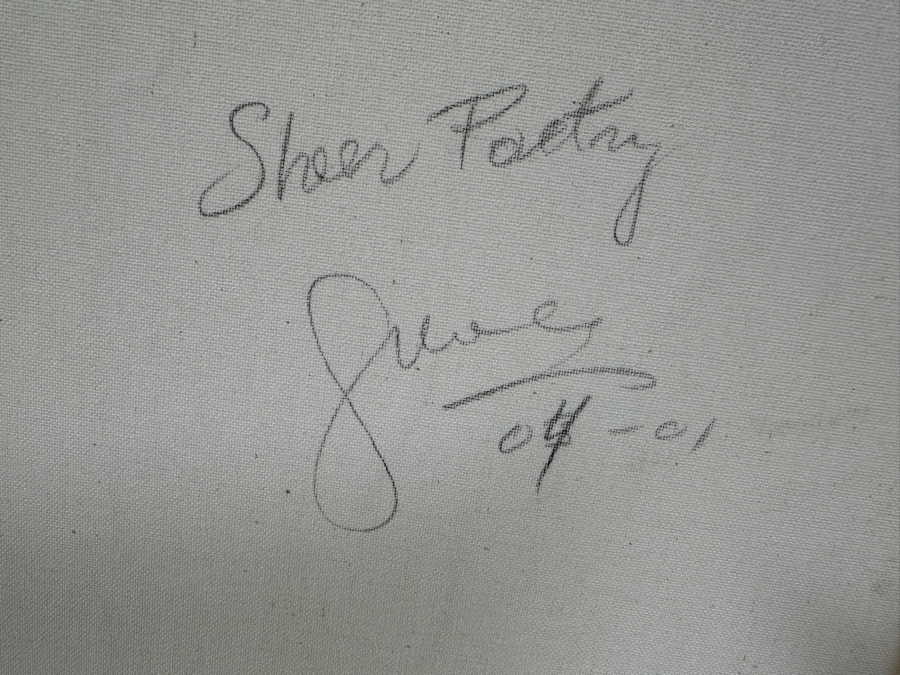 Gerrit Greve (1948-2024, Cardiff by the Sea, CA) Original Acrylic And Sand Painting On Canvas Titled 'Sheer Poetry - Calligraphy Collection' 2004 Signed Verso 16 X 20 Estimate $300 - $400 [Photo 5]