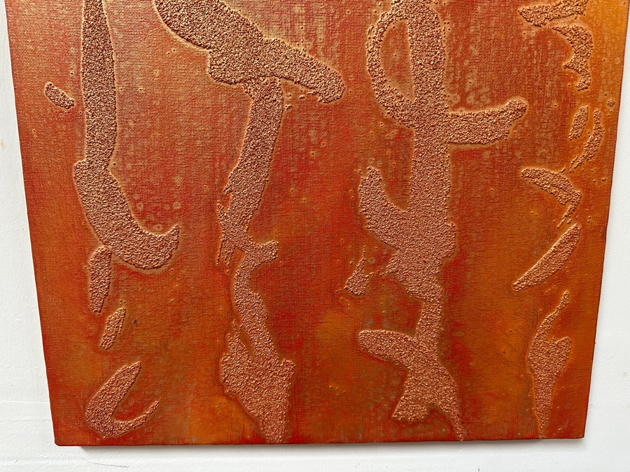 Gerrit Greve (1948-2024, Cardiff by the Sea, CA) Original Acrylic And Sand Painting On Canvas Titled 'Quiet Poem - Calligraphy Collection' 2004 Signed Verso 16 X 20 Estimate $300 - $400 [Photo 4]