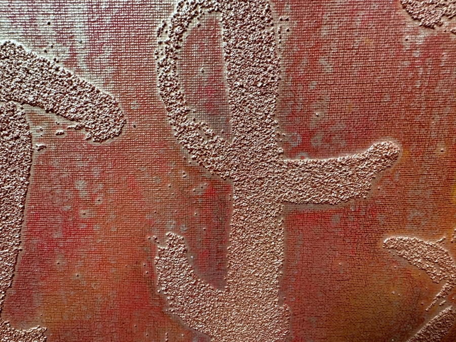 Gerrit Greve (1948-2024, Cardiff by the Sea, CA) Original Acrylic And Sand Painting On Canvas Titled 'Quiet Poem - Calligraphy Collection' 2004 Signed Verso 16 X 20 Estimate $300 - $400 [Photo 5]