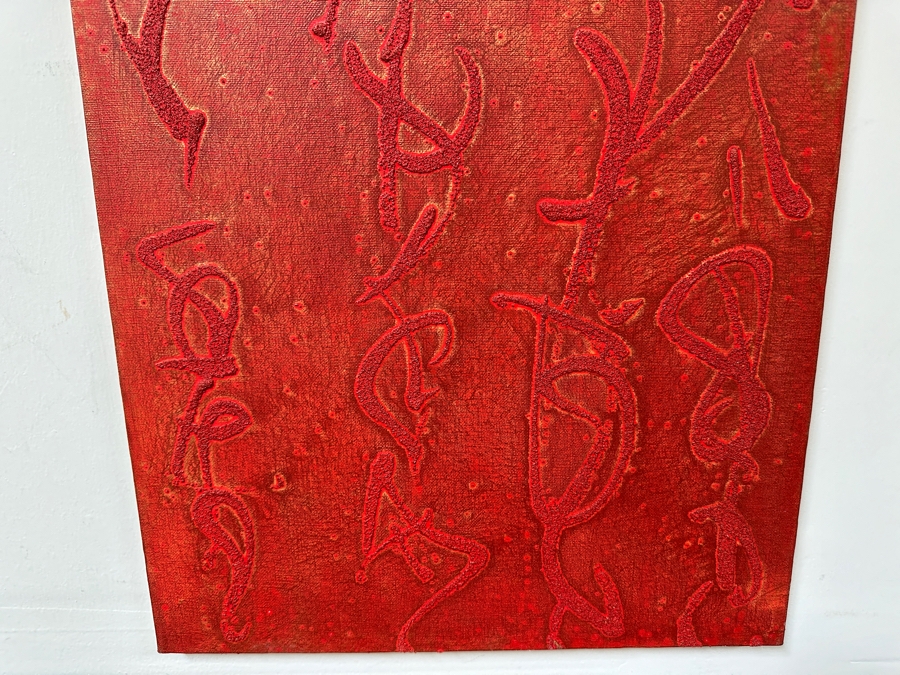 Gerrit Greve (1948-2024, Cardiff by the Sea, CA) Original Acrylic And Sand Painting On Canvas Titled 'Aesthetic Poem  - Calligraphy Collection' 2004 Signed Verso 16 X 20 Estimate $300 - $400 [Photo 3]