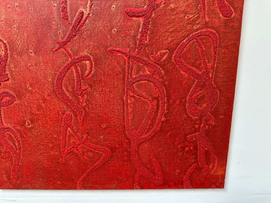 Gerrit Greve (1948-2024, Cardiff by the Sea, CA) Original Acrylic And Sand Painting On Canvas Titled 'Aesthetic Poem  - Calligraphy Collection' 2004 Signed Verso 16 X 20 Estimate $300 - $400 [Photo 4]