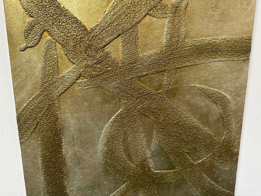 Gerrit Greve (1948-2024, Cardiff by the Sea, CA) Original Acrylic And Sand Painting On Canvas Titled 'Windmill Woman (Woman from Spain) - Calligraphy Collection' 2004 Signed Verso 16 X 20 Estimate $300 - $400 [Photo 3]