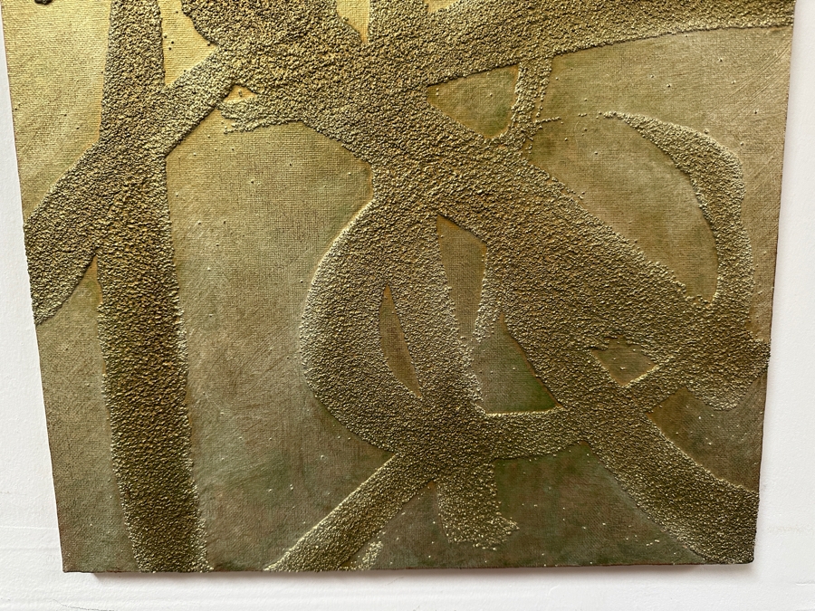 Gerrit Greve (1948-2024, Cardiff by the Sea, CA) Original Acrylic And Sand Painting On Canvas Titled 'Windmill Woman (Woman from Spain) - Calligraphy Collection' 2004 Signed Verso 16 X 20 Estimate $300 - $400 [Photo 4]