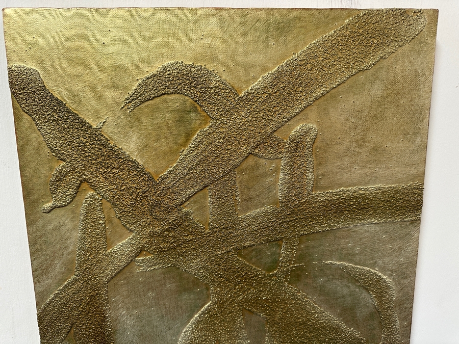 Gerrit Greve (1948-2024, Cardiff by the Sea, CA) Original Acrylic And Sand Painting On Canvas Titled 'Windmill Woman (Woman from Spain) - Calligraphy Collection' 2004 Signed Verso 16 X 20 Estimate $300 - $400 [Photo 2]