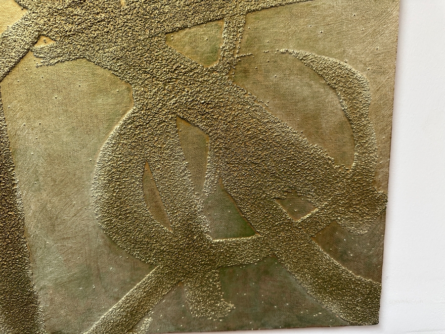 Gerrit Greve (1948-2024, Cardiff by the Sea, CA) Original Acrylic And Sand Painting On Canvas Titled 'Windmill Woman (Woman from Spain) - Calligraphy Collection' 2004 Signed Verso 16 X 20 Estimate $300 - $400 [Photo 5]