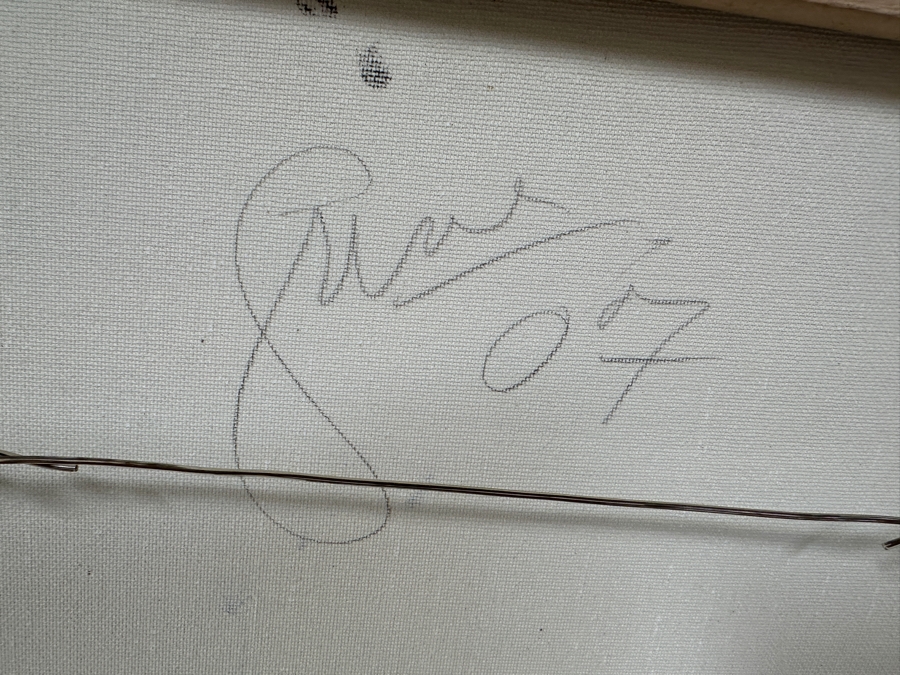 Gerrit Greve (1948-2024, Cardiff by the Sea, CA) Original Acrylic And Sand Painting On Canvas Titled 'Traveling with Royalty' 2007 Signed Verso 16 X 20 Estimate $300 - $400 [Photo 7]