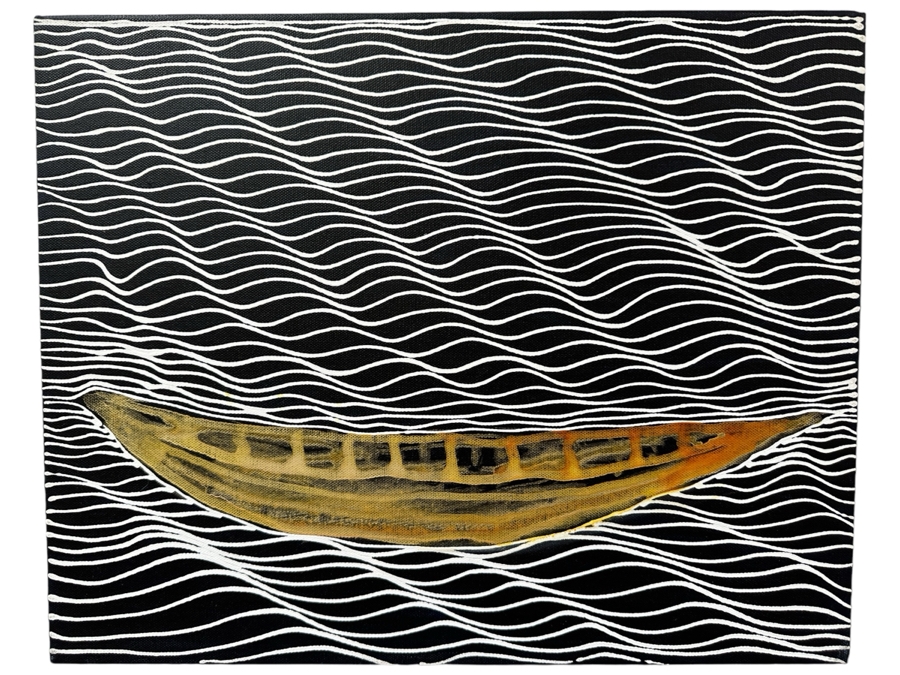Gerrit Greve (1948-2024, Cardiff by the Sea, CA) Original Acrylic Painting On Canvas Titled 'Spirit Boat XX' 2007 Signed Verso 20 X 16 Estimate $300 - $400 [Photo 1]