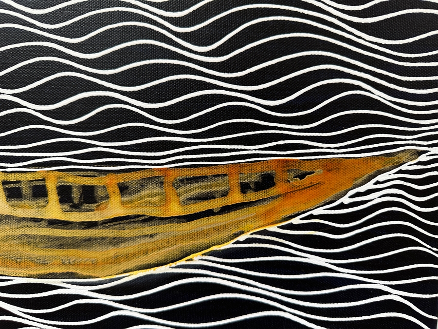 Gerrit Greve (1948-2024, Cardiff by the Sea, CA) Original Acrylic Painting On Canvas Titled 'Spirit Boat XX' 2007 Signed Verso 20 X 16 Estimate $300 - $400 [Photo 2]