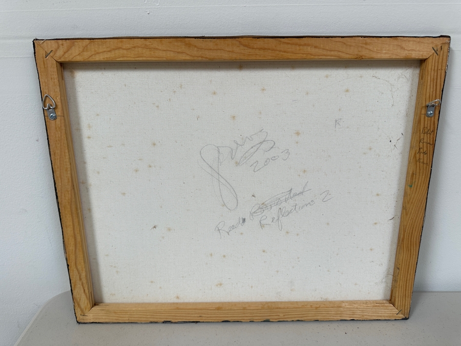 Gerrit Greve (1948-2024, Cardiff by the Sea, CA) Original Acrylic Painting On Canvas Titled 'Reed Reflection 2' 2003 Signed Verso 20 X 16 Estimate $300 - $400 [Photo 4]