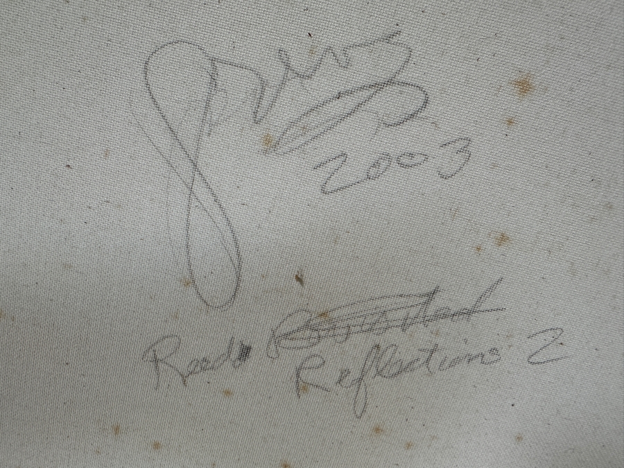 Gerrit Greve (1948-2024, Cardiff by the Sea, CA) Original Acrylic Painting On Canvas Titled 'Reed Reflection 2' 2003 Signed Verso 20 X 16 Estimate $300 - $400 [Photo 5]