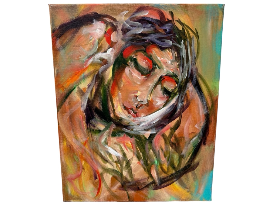 Gerrit Greve (1948-2024, Cardiff by the Sea, CA) Original Acrylic Painting On Canvas Titled 'X in Repose' 2006 Signed Verso 20 X 16 Estimate $300 - $400 [Photo 1]