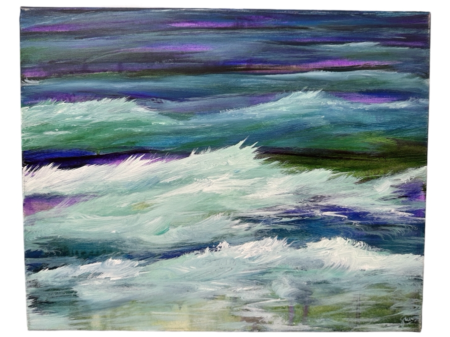 Gerrit Greve (1948-2024, Cardiff by the Sea, CA) Original Acrylic Painting On Canvas Titled 'Ocean Creation Study #7' 2005 Signed Verso 20 X 16 Estimate $300 - $400 [Photo 1]
