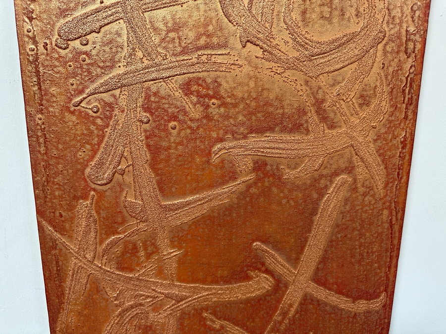 Gerrit Greve (1948-2024, Cardiff by the Sea, CA) Original Acrylic And Sand Painting On Canvas Titled 'Visceral Poetry - Calligraphy Collection' 2004 Signed Verso 16 X 20 Estimate $300 - $400 [Photo 3]