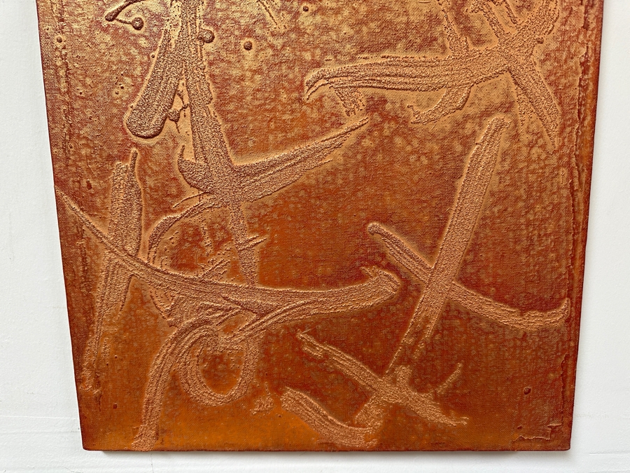 Gerrit Greve (1948-2024, Cardiff by the Sea, CA) Original Acrylic And Sand Painting On Canvas Titled 'Visceral Poetry - Calligraphy Collection' 2004 Signed Verso 16 X 20 Estimate $300 - $400 [Photo 4]