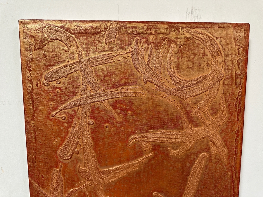 Gerrit Greve (1948-2024, Cardiff by the Sea, CA) Original Acrylic And Sand Painting On Canvas Titled 'Visceral Poetry - Calligraphy Collection' 2004 Signed Verso 16 X 20 Estimate $300 - $400 [Photo 2]