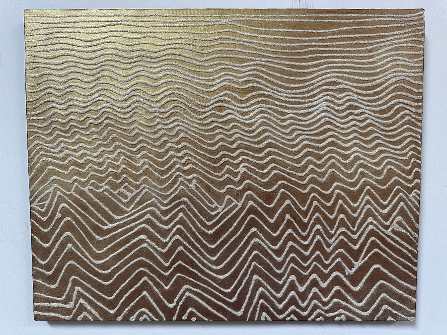 Gerrit Greve (1948-2024, Cardiff by the Sea, CA) Original Acrylic And Sand Painting On Canvas Titled 'Dreaming 30' 2006 Signed Verso 20 X 16 Estimate $300 - $400 [Photo 3]