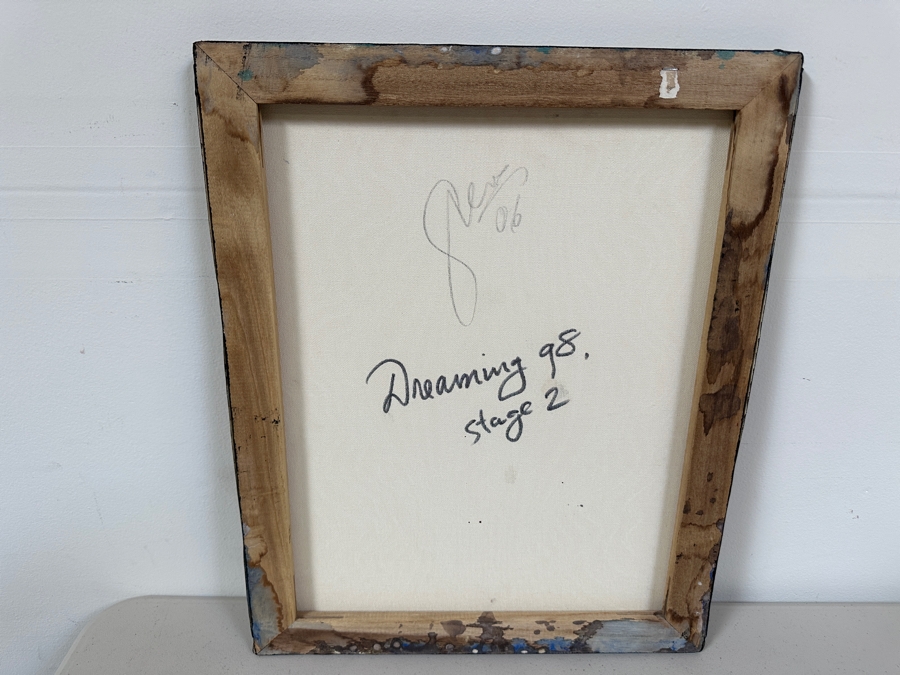 Gerrit Greve (1948-2024, Cardiff by the Sea, CA) Original Acrylic And Sand Painting On Canvas Titled 'Dreaming 98 Stage 2' 2006 Signed Verso 16 X 20 Estimate $300 - $400 [Photo 6]