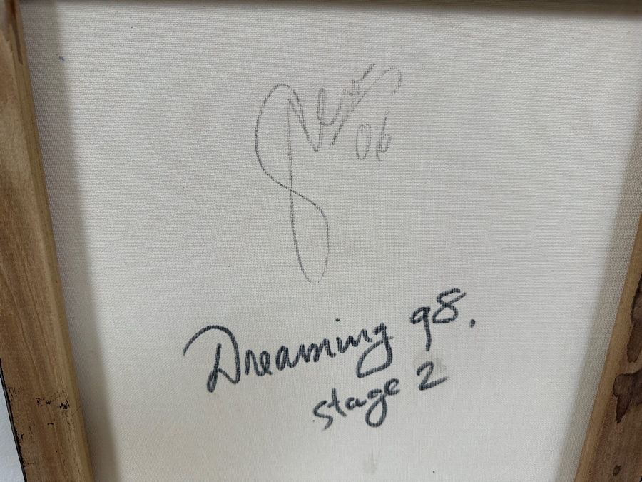 Gerrit Greve (1948-2024, Cardiff by the Sea, CA) Original Acrylic And Sand Painting On Canvas Titled 'Dreaming 98 Stage 2' 2006 Signed Verso 16 X 20 Estimate $300 - $400 [Photo 7]