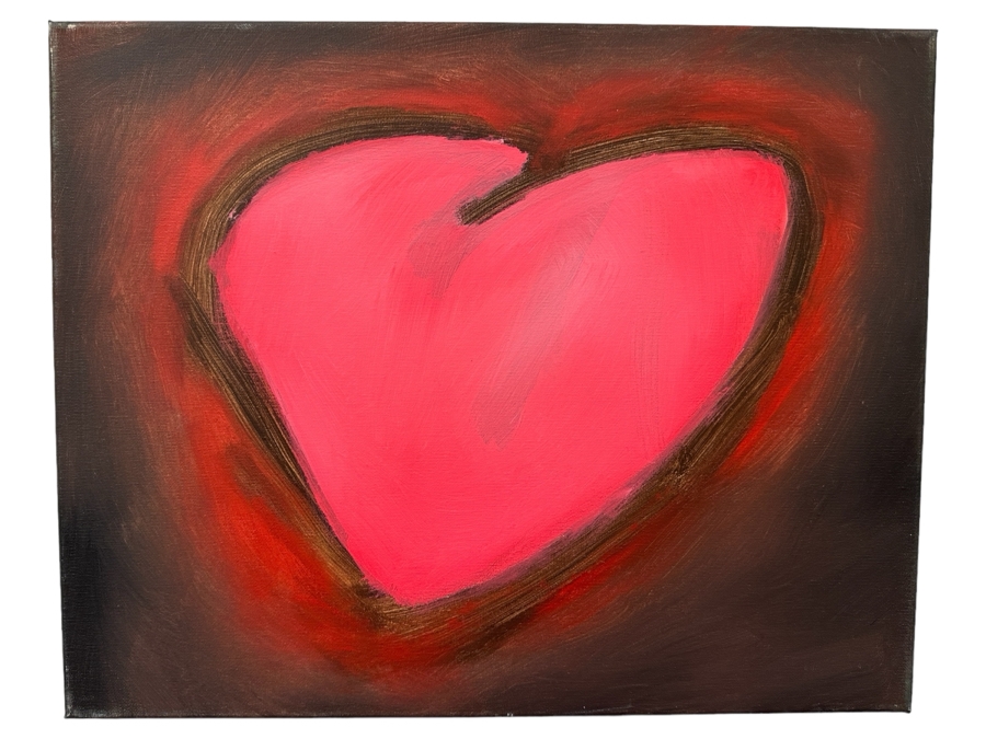 Gerrit Greve (1948-2024, Cardiff by the Sea, CA) Original Acrylic Painting On Canvas Titled 'Heart Painting 27' 2011 Signed Verso 20 X 16 Estimate $300 - $400