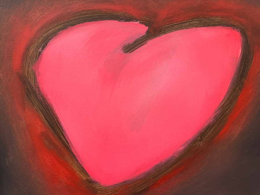 Gerrit Greve (1948-2024, Cardiff by the Sea, CA) Original Acrylic Painting On Canvas Titled 'Heart Painting 27' 2011 Signed Verso 20 X 16 Estimate $300 - $400 [Photo 2]
