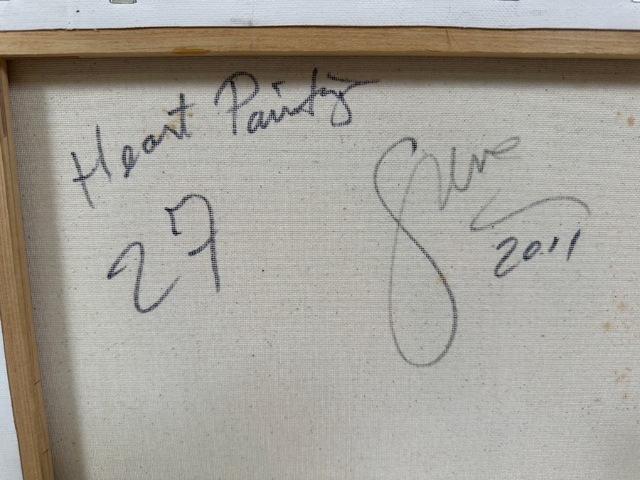 Gerrit Greve (1948-2024, Cardiff by the Sea, CA) Original Acrylic Painting On Canvas Titled 'Heart Painting 27' 2011 Signed Verso 20 X 16 Estimate $300 - $400 [Photo 4]