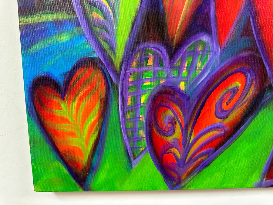 Gerrit Greve (1948-2024, Cardiff by the Sea, CA) Original Acrylic Painting On Canvas Titled 'Hearts 1414' 2014 Signed Verso 20 X 16 Estimate $300 - $400 [Photo 3]