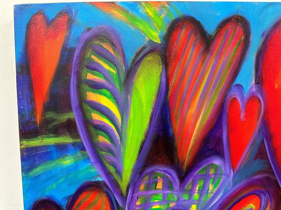 Gerrit Greve (1948-2024, Cardiff by the Sea, CA) Original Acrylic Painting On Canvas Titled 'Hearts 1414' 2014 Signed Verso 20 X 16 Estimate $300 - $400 [Photo 2]