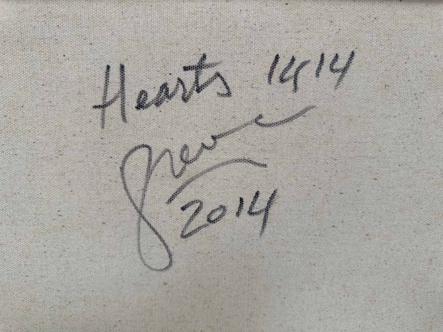 Gerrit Greve (1948-2024, Cardiff by the Sea, CA) Original Acrylic Painting On Canvas Titled 'Hearts 1414' 2014 Signed Verso 20 X 16 Estimate $300 - $400 [Photo 6]