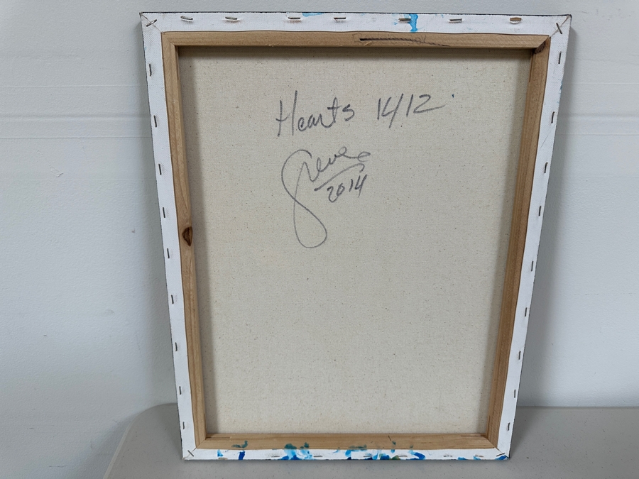 Gerrit Greve (1948-2024, Cardiff by the Sea, CA) Original Acrylic Painting On Canvas Titled 'Hearts 1412' 2014 Signed Verso 16 X 20 Estimate $300 - $400 [Photo 4]