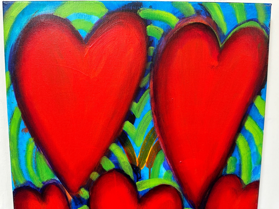 Gerrit Greve (1948-2024, Cardiff by the Sea, CA) Original Acrylic Painting On Canvas Titled 'Hearts 1412' 2014 Signed Verso 16 X 20 Estimate $300 - $400 [Photo 2]