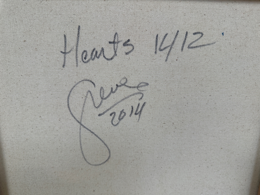 Gerrit Greve (1948-2024, Cardiff by the Sea, CA) Original Acrylic Painting On Canvas Titled 'Hearts 1412' 2014 Signed Verso 16 X 20 Estimate $300 - $400 [Photo 5]