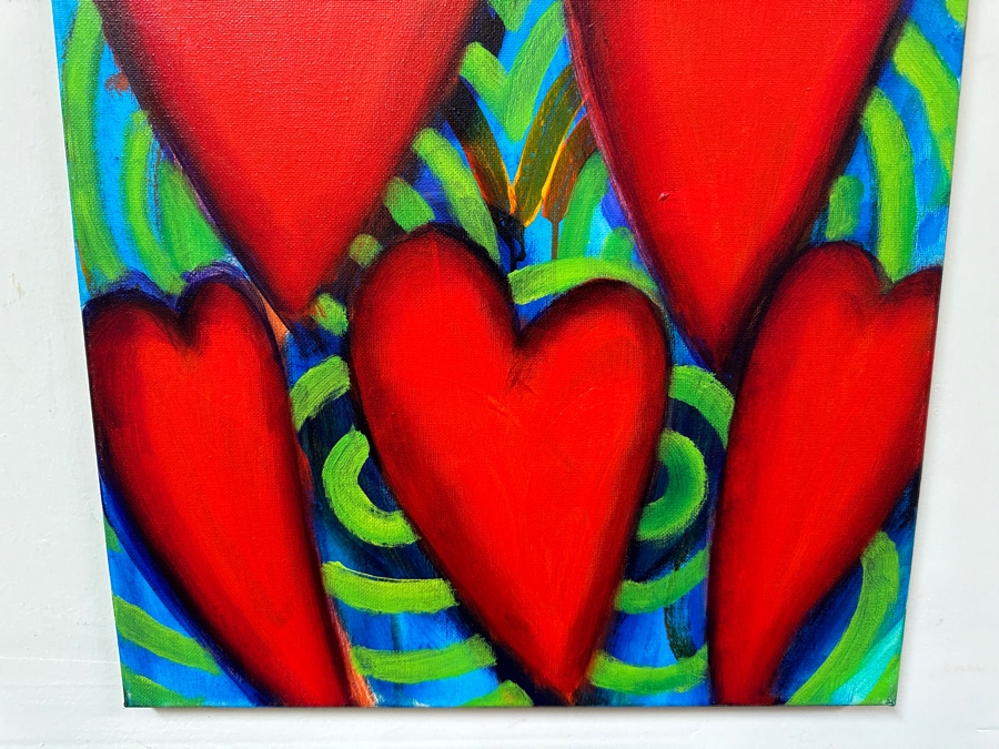 Gerrit Greve (1948-2024, Cardiff by the Sea, CA) Original Acrylic Painting On Canvas Titled 'Hearts 1412' 2014 Signed Verso 16 X 20 Estimate $300 - $400 [Photo 3]