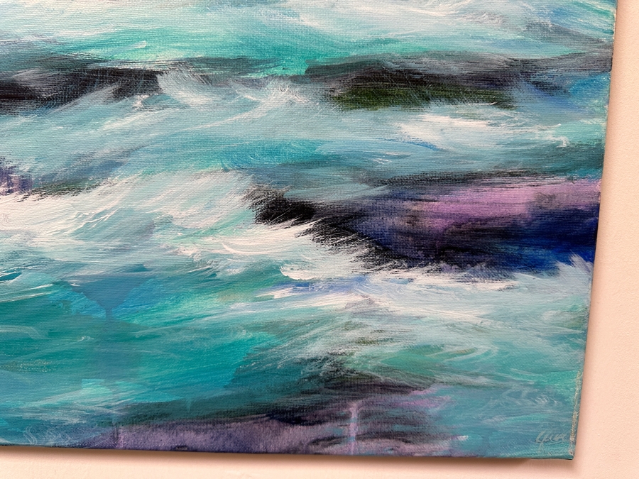 Gerrit Greve (1948-2024, Cardiff by the Sea, CA) Original Acrylic Painting On Canvas Titled 'Ocean Creation Study 5#' 2005 Signed Verso 20 X 16 Estimate $300 - $400 [Photo 4]