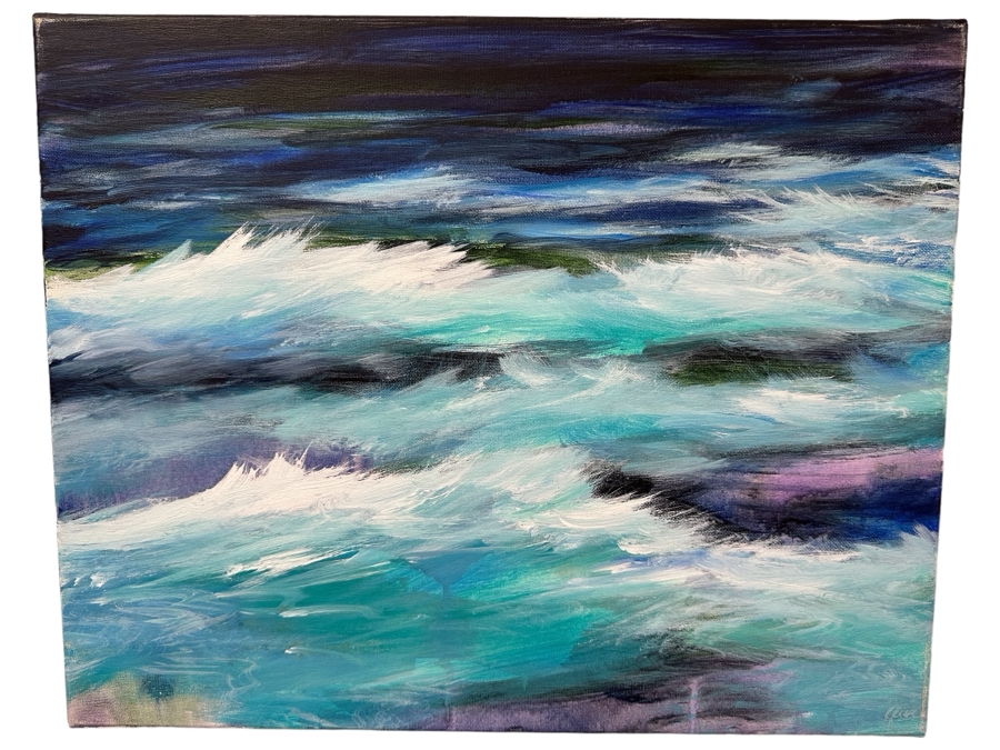 Gerrit Greve (1948-2024, Cardiff by the Sea, CA) Original Acrylic Painting On Canvas Titled 'Ocean Creation Study 5#' 2005 Signed Verso 20 X 16 Estimate $300 - $400