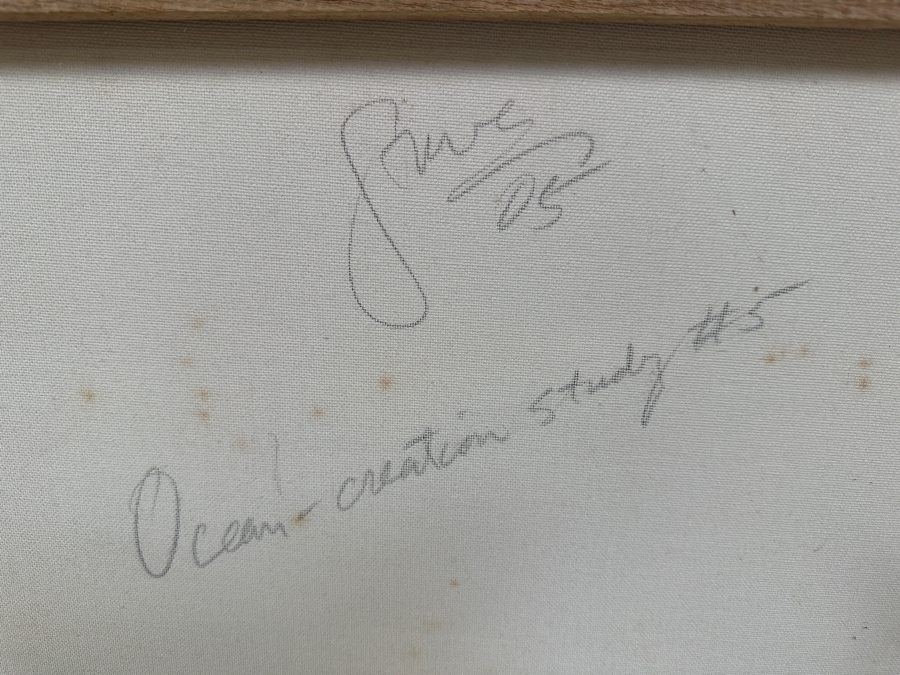Gerrit Greve (1948-2024, Cardiff by the Sea, CA) Original Acrylic Painting On Canvas Titled 'Ocean Creation Study 5#' 2005 Signed Verso 20 X 16 Estimate $300 - $400 [Photo 7]