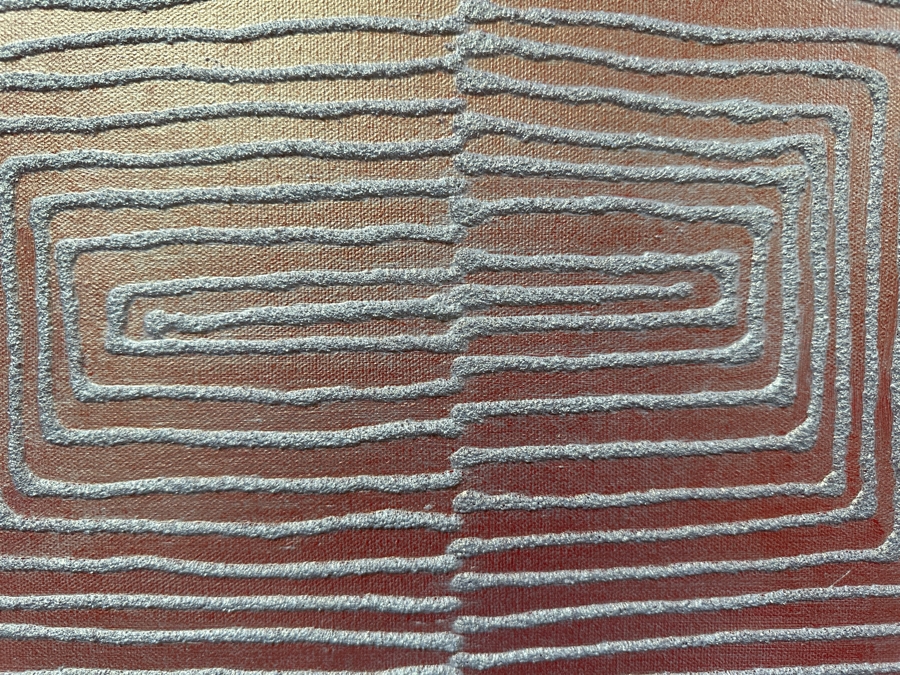 Gerrit Greve (1948-2024, Cardiff by the Sea, CA) Original Acrylic And Sand Painting On Canvas Titled 'Dreaming 27' 2006 Signed Verso 20 X 16 Estimate $300 - $400 [Photo 2]