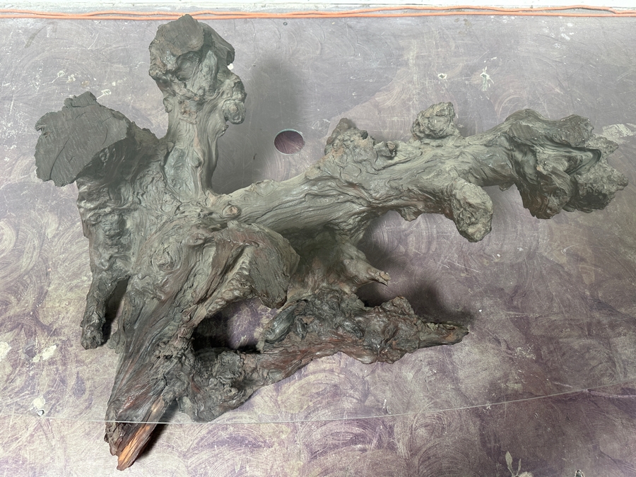 Just Added - Organic Sculptural Tree Root Base Cocktail Coffee Table With Glass Top 69W X 39D X 16H [Photo 11]
